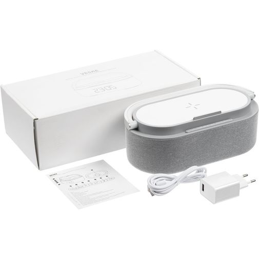 Колонка с часами и беспроводной зарядкой Veske (Серая)