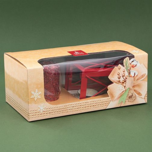 Новогодний подарочный набор свеча и фонарик С новым годом Новогодний подарочный набор свеча и фонарик С новым годом