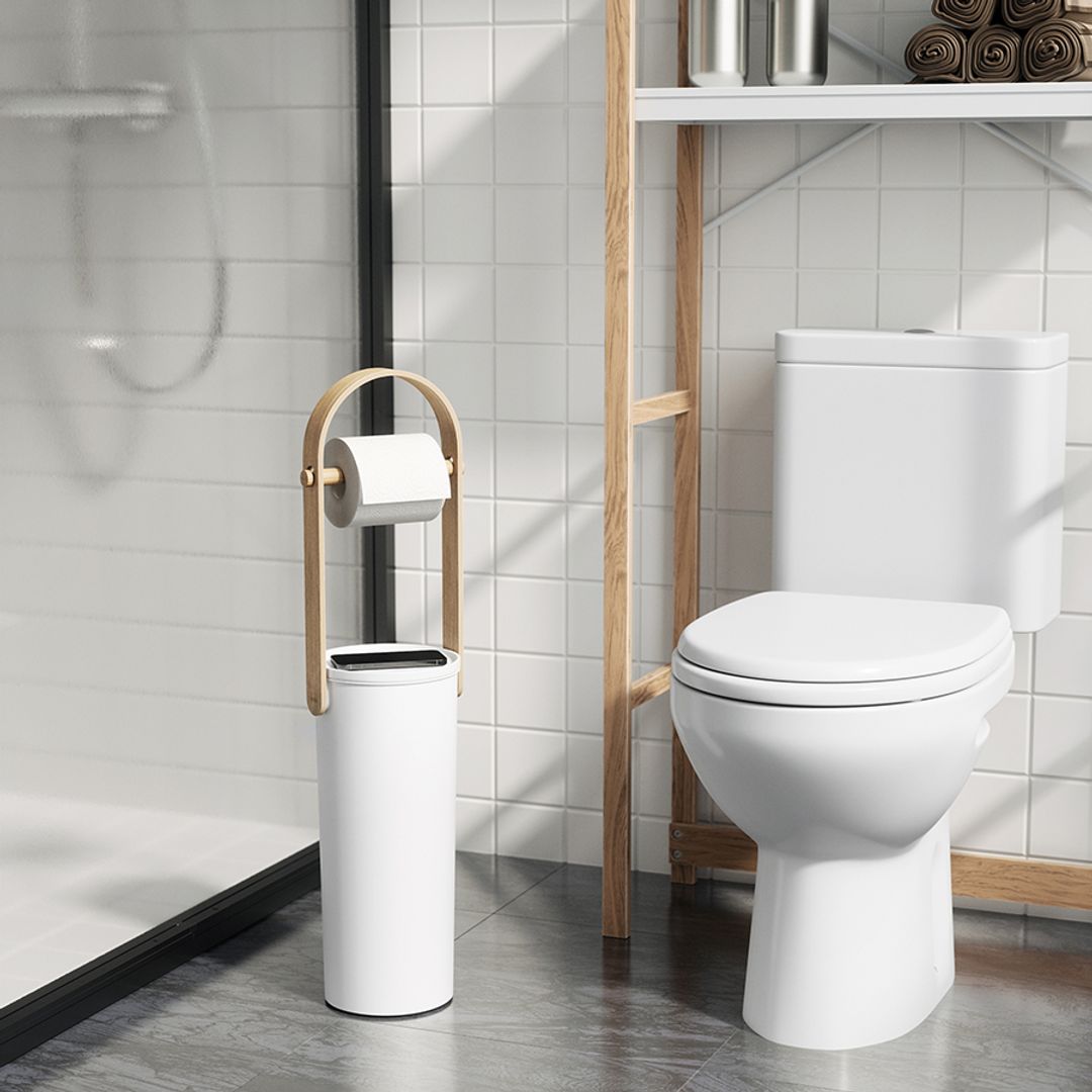 Держатель-органайзер для туалетной бумаги Bellwood (белый/натуральное дерево)