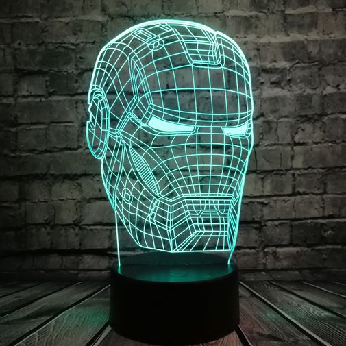 3D Лампа Голова железного человека 3D Лампа Голова железного человека