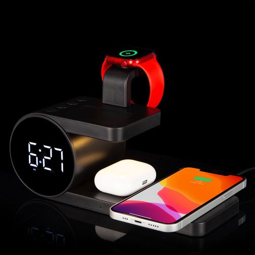 Станция беспроводной зарядки с часами fullStack (Черная) Станция беспроводной зарядки с часами fullStack (Черная)