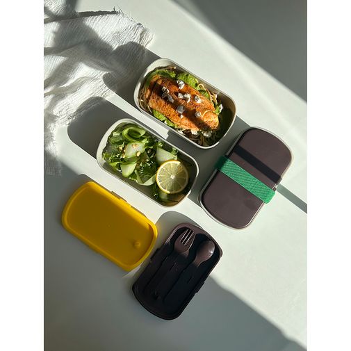 Ланч-бокс с приборами Food Time серый (1 л) Ланч-бокс с приборами Food Time серый (1 л)