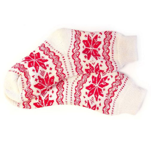 Носки шерстяные белые с красными снежинками (36-39)