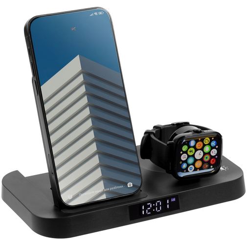 Зарядная станция с часами Clock Nest (Черная)