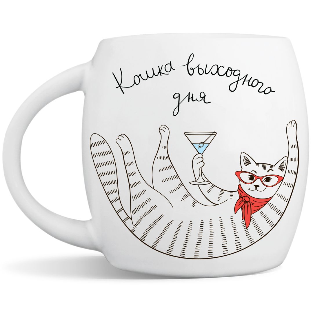 Кружка Кошка с бокалом Кошка выходного дня