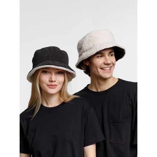 Панама Bucket двусторонняя (Темно-серая с бежевым) Панама Bucket двусторонняя (Темно-серая с бежевым)