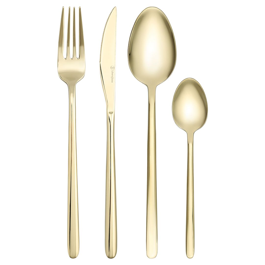 Набор столовых приборов Pure, золотистые глянцевые, 24 пред.