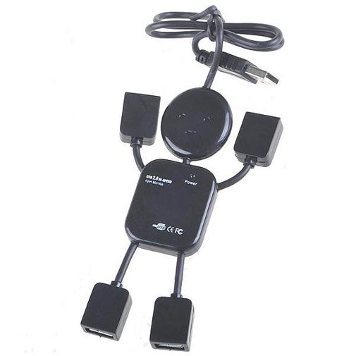 USB Хаб Человечек Черный