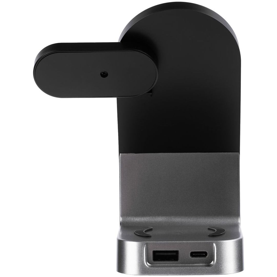 Зарядная станция c часами E-Store для смартфона, часов и наушников (Черная) Зарядная станция c часами E-Store для смартфона, часов и наушников (Черная)