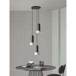 Светильник подвесной каскадный Fungus, 15х25 см, 3 плафона, белый/черный