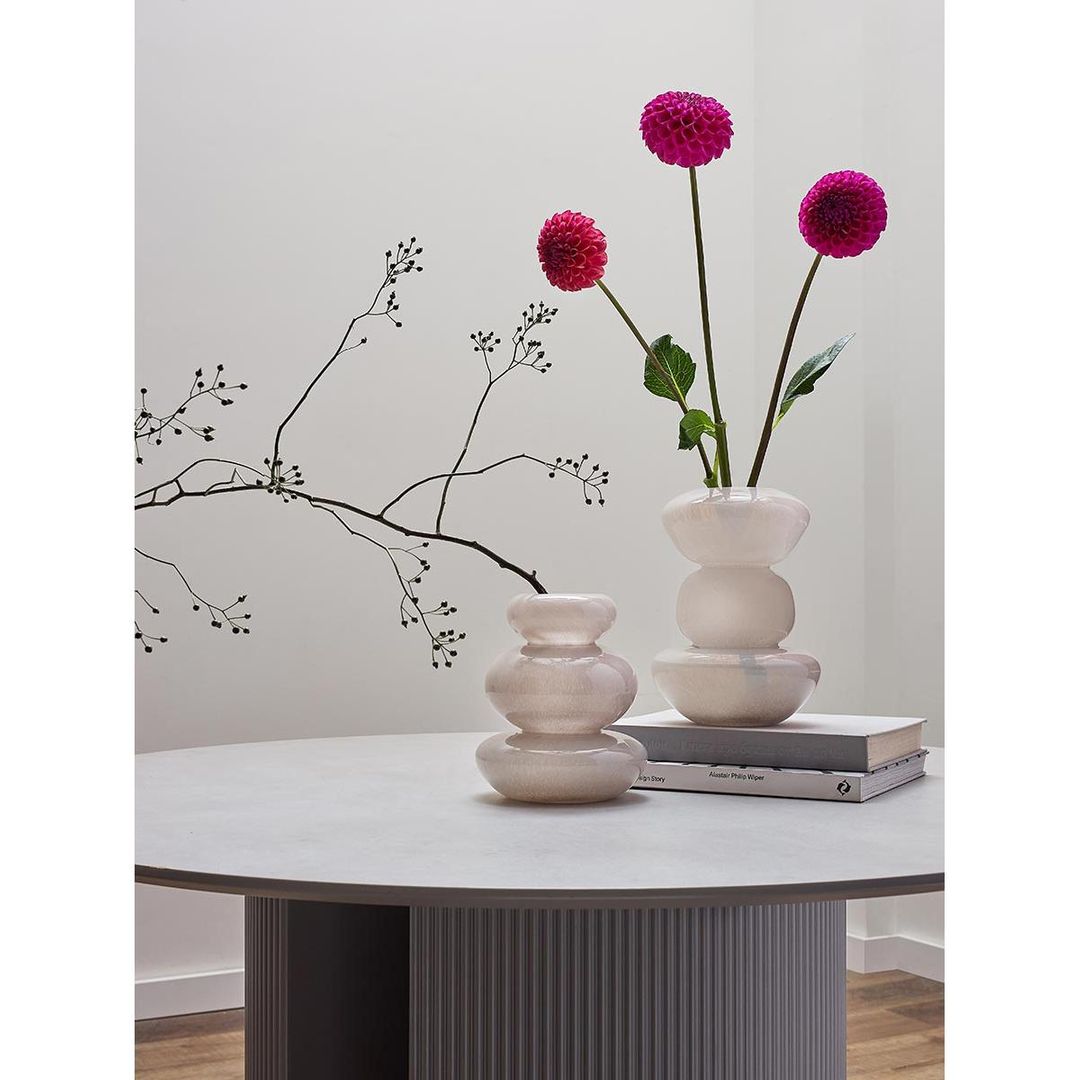 Ваза Riverstone, 20 см, жемчужно-серая