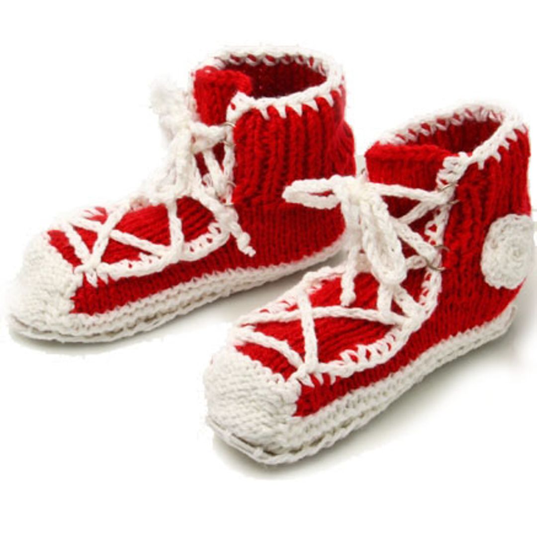 Вязаные тапочки Кеды (Красные) Вязаные тапочки Кеды (Красные)