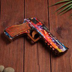 Деревянный Пистолет, стреляющий резинками (Разноцветный)