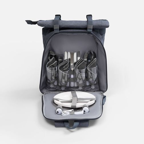 Набор для пикника Picnivo на 4 персоны (темно-серый меланж)