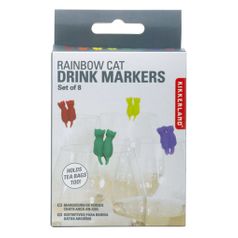 Маркеры для бокалов Rainbow cat (8 шт)