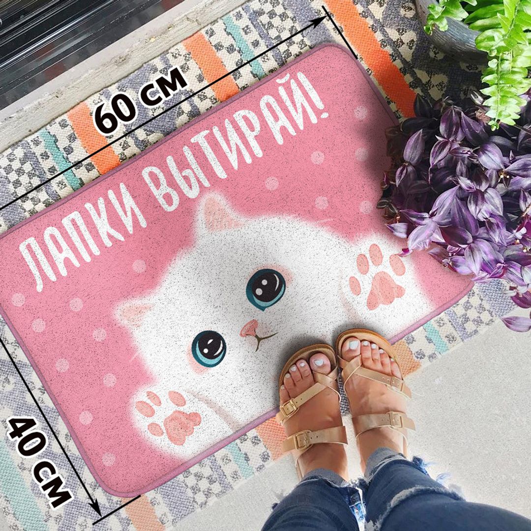 Коврик для входной двери Лапки вытирай