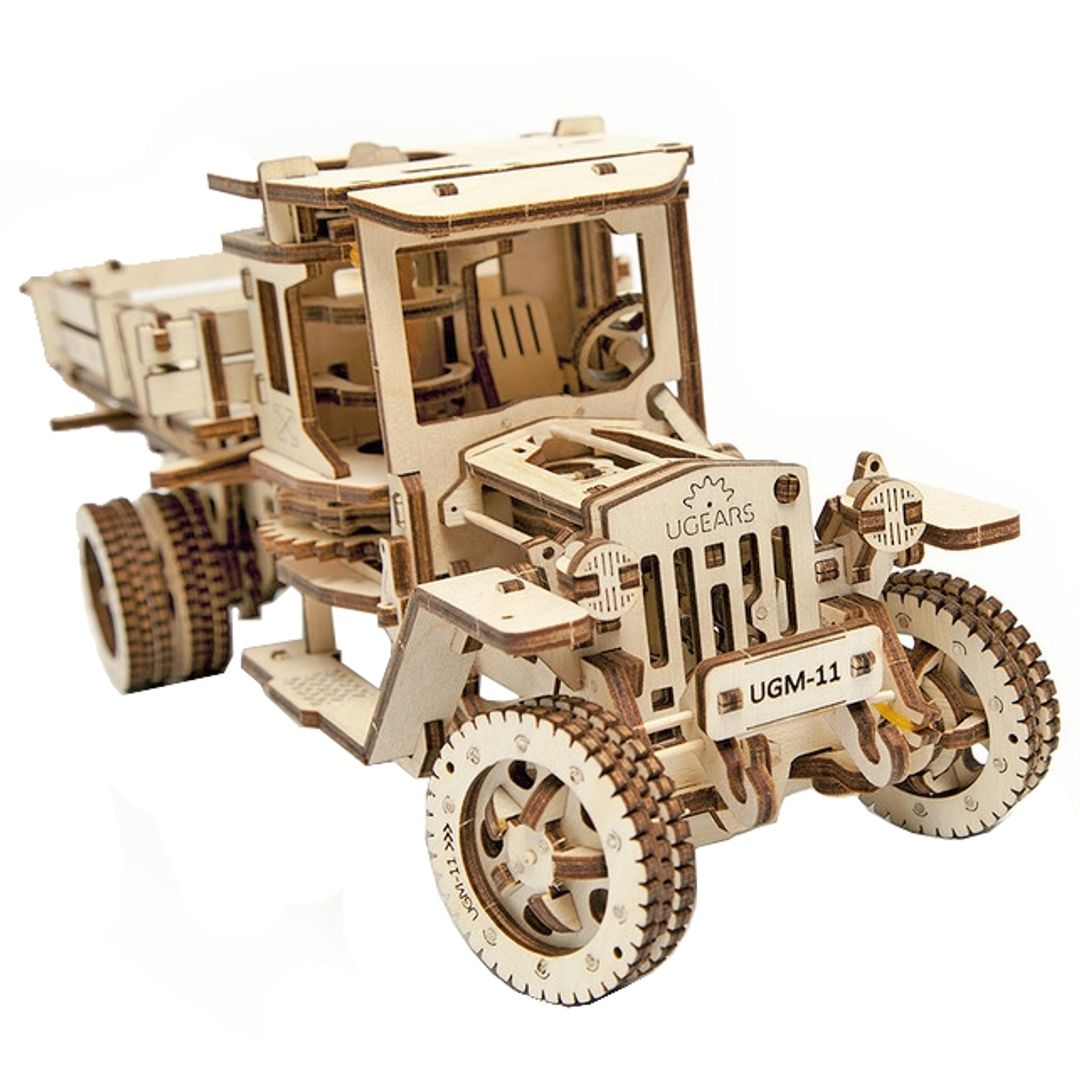 Механический 3D Пазл Ugears Грузовик UGM-11 Поворачивающиеся отдельно колеса