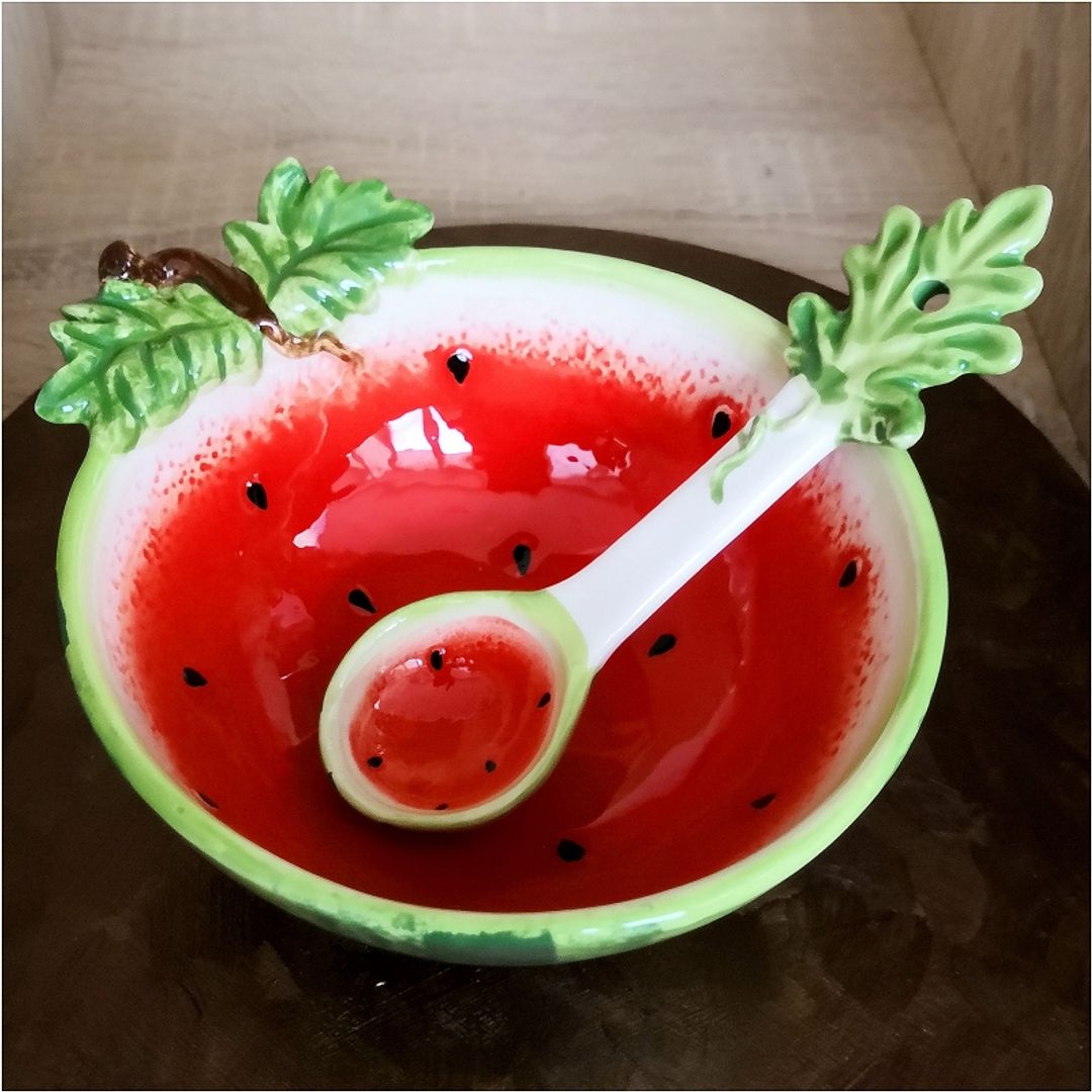 Салатница с ложкой Арбуз Салатница с ложкой Арбуз