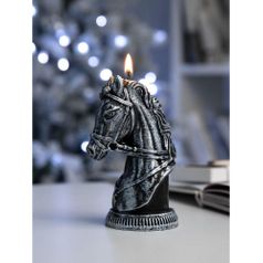 Свеча фигурная Бюст лошади (серебристый)