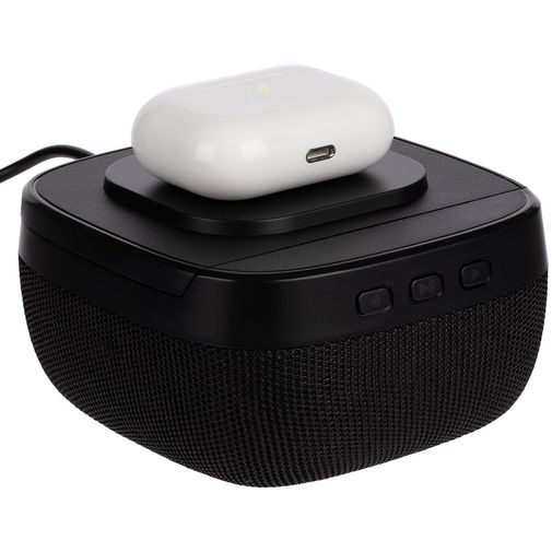 Колонка c беспроводной зарядкой Esca и подсветкой лого (Черная)