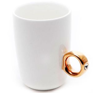 Кружка Кольцо с бриллиантом (Белый с золотым кольцом)