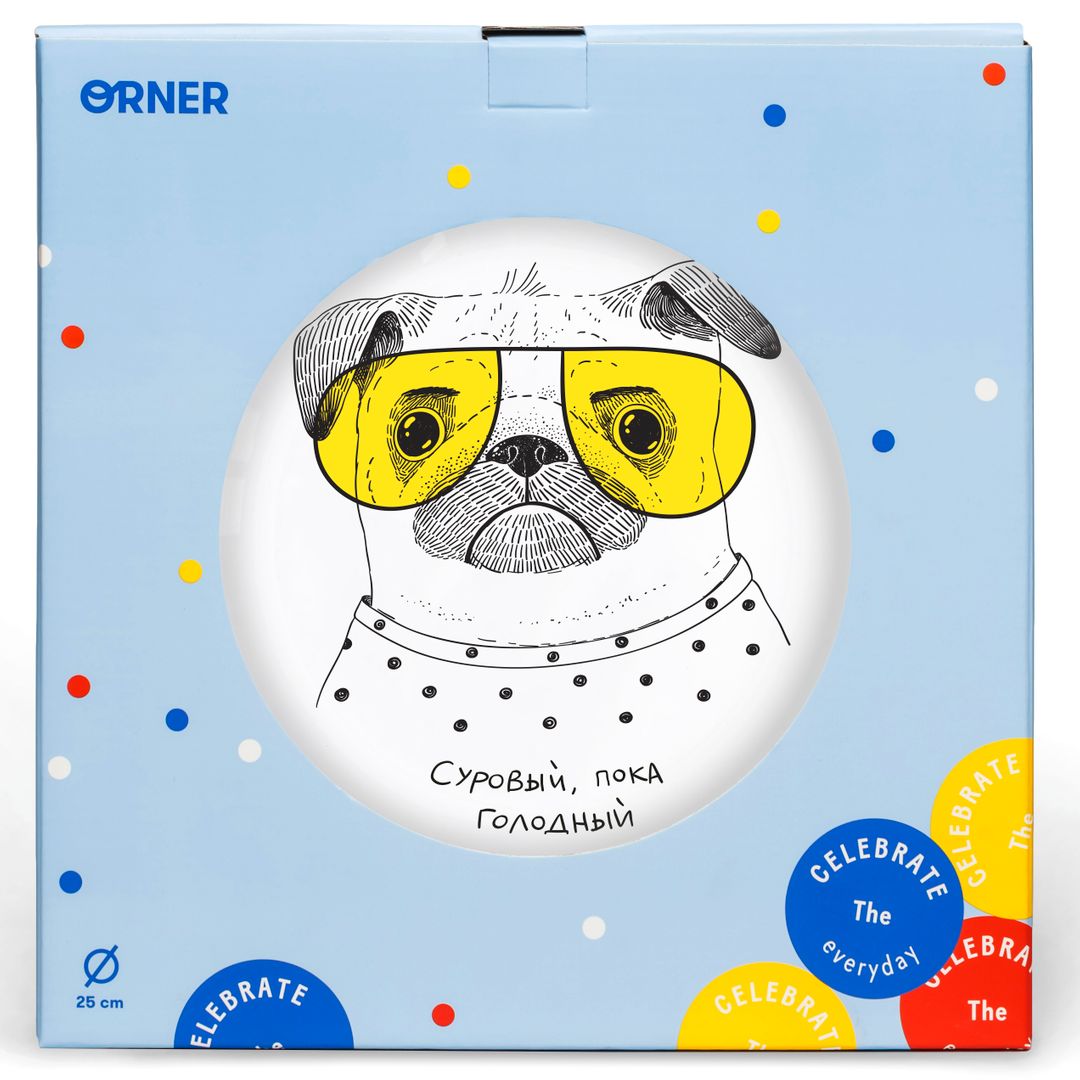 Тарелка Голодный мопс Суровый, пока голодный