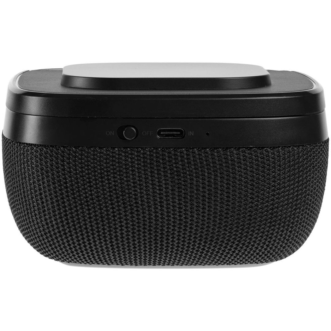 Колонка c беспроводной зарядкой Esca и подсветкой лого (Черная)