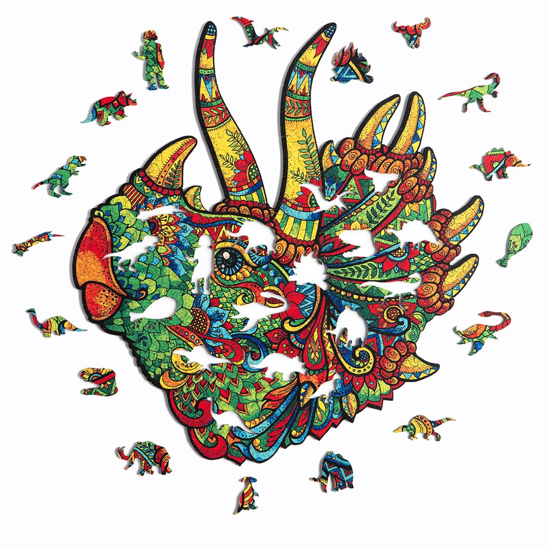 Деревянный пазл Puzzlewood Трицератопс