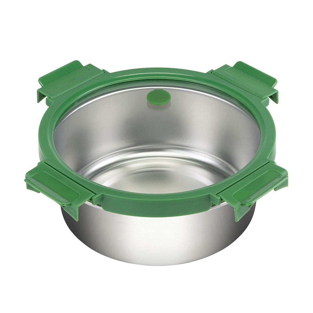 Ланч-бокс стальной со стеклянной крышкой зеленый (1,5 л) Ланч-бокс стальной со стеклянной крышкой зеленый (1,5 л)
