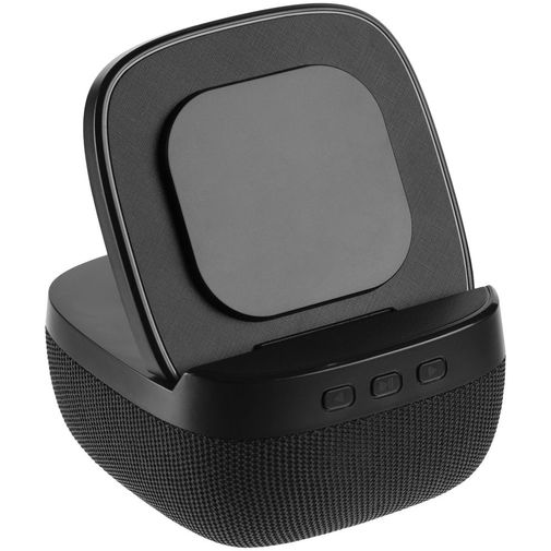 Колонка c беспроводной зарядкой Esca и подсветкой лого (Черная)