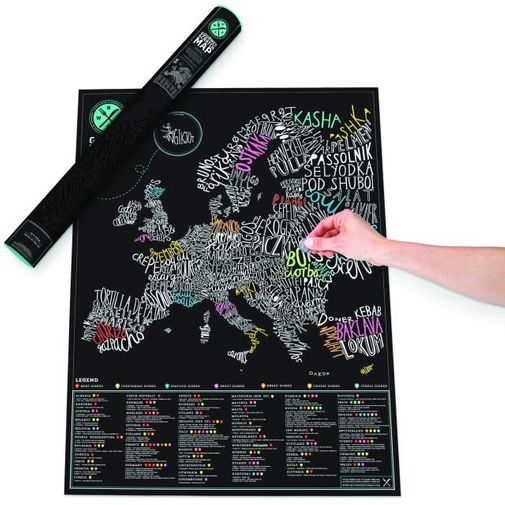 Скретч-карта Европы Гурман Gourmet Scratch Map