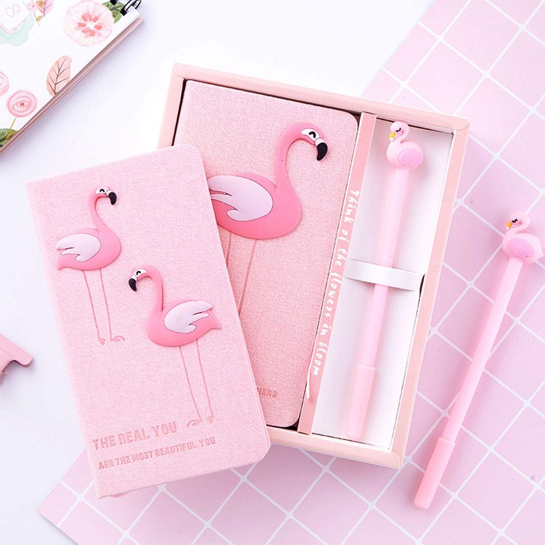 Блокнот с ручкой Фламинго