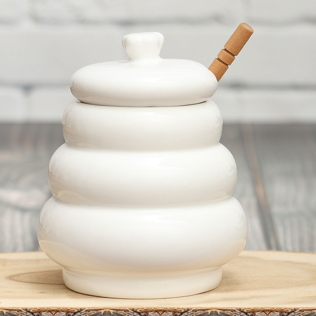 Банка для меда с ложкой Улей Банка для меда с ложкой Улей