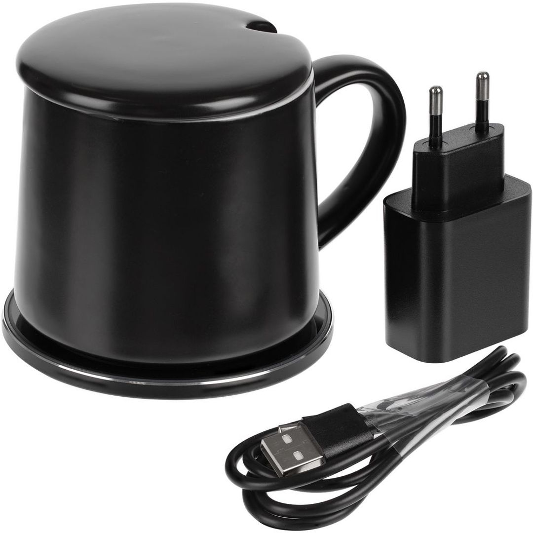 Кружка с подогревом и беспроводной зарядкой Dual Base Matt (Черная) Кружка с подогревом и беспроводной зарядкой Dual Base Matt (Черная)