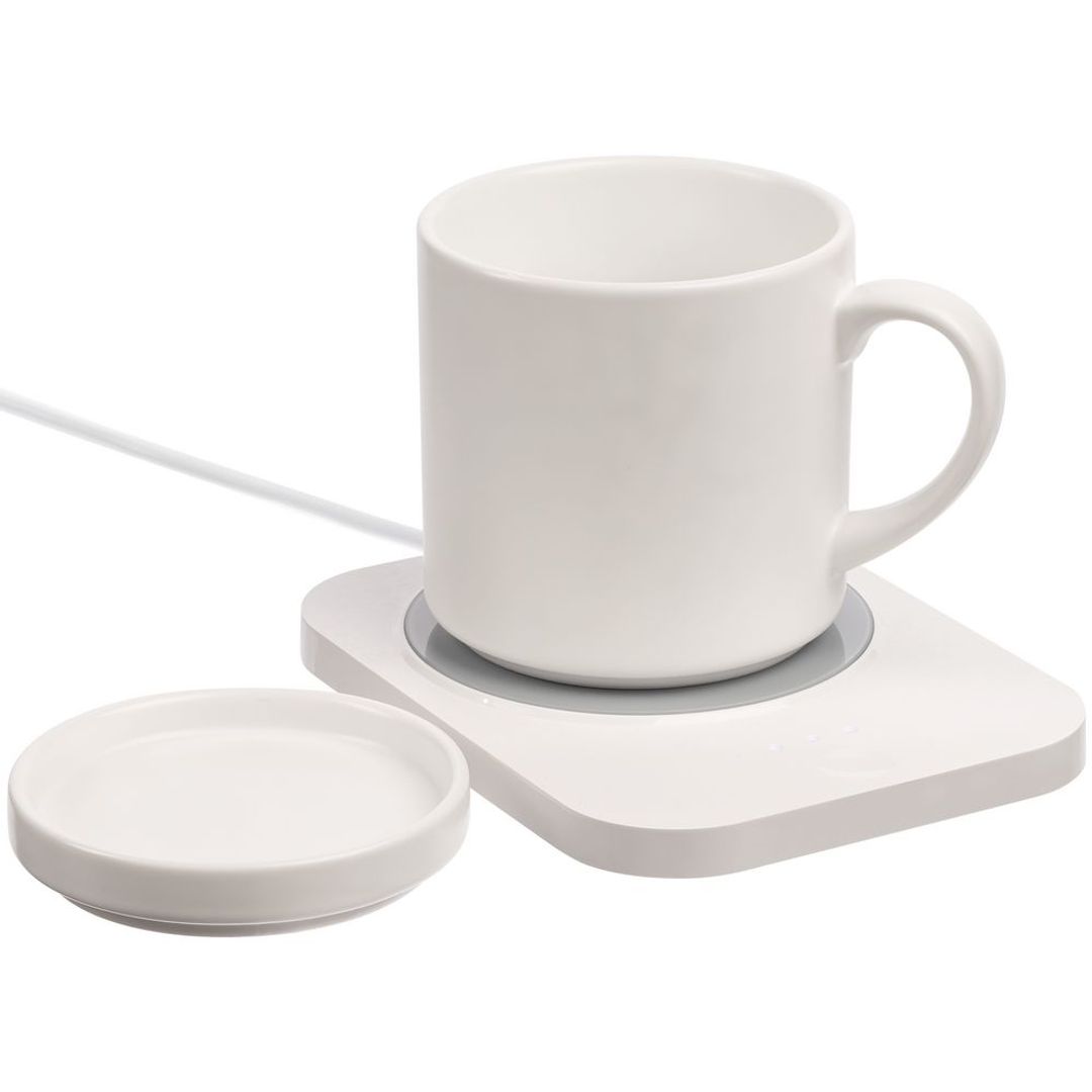 Кружка с подогревом и беспроводной зарядкой Dual Base Plus (Белая)