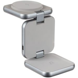 Складная станция беспроводной зарядки Terza (серебристый) Складная станция беспроводной зарядки Terza (серебристый)