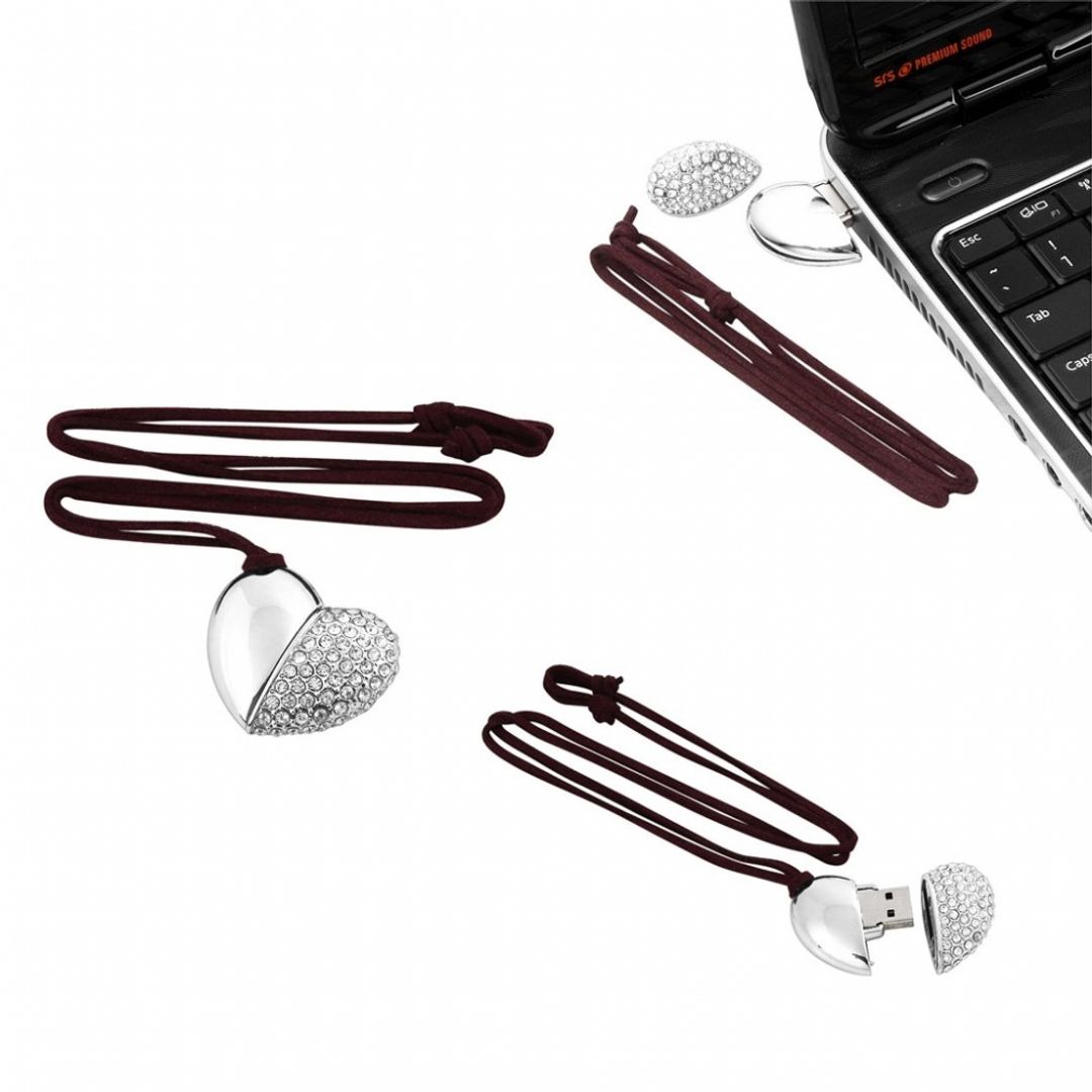 Флешка Сердечко со стразами 32 Гб