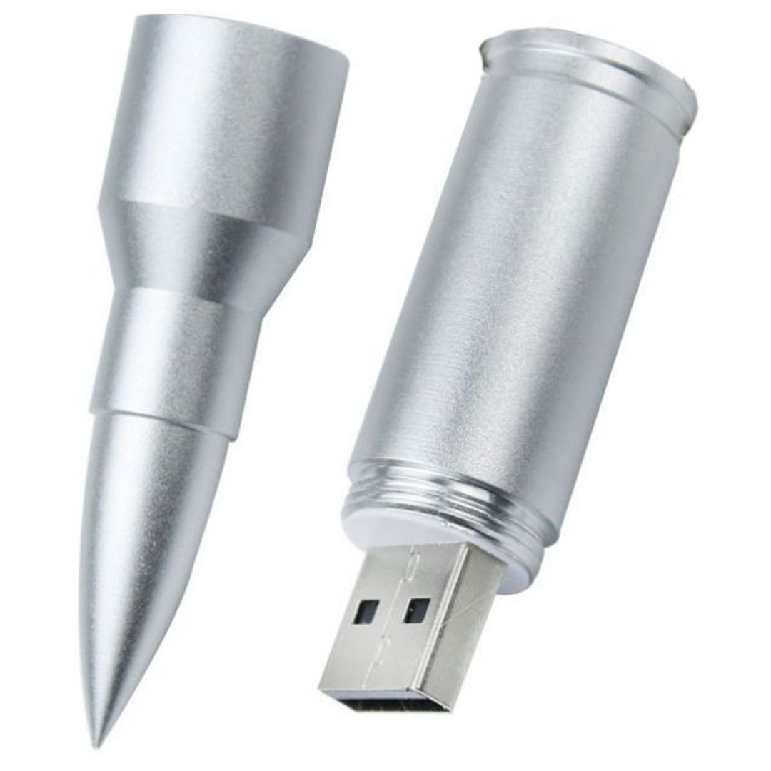 Флешка Пуля АКМ 8 Гб (Серебристый) Со снятой крышкой