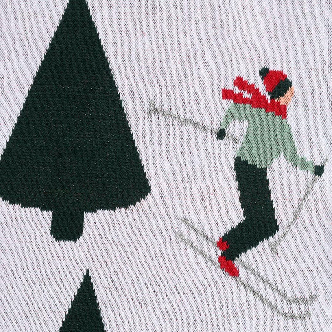Плед из хлопка с новогодним рисунком Let's Ski из коллекции New Year Essential (130x180 см)