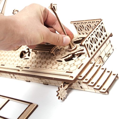 Механический 3D Пазл Ugears Перрон Поворот фонаря выдвигает знак Стоп
