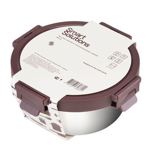 Ланч-бокс стальной со стеклянной крышкой сливовый (650 мл) Ланч-бокс стальной со стеклянной крышкой сливовый (650 мл)