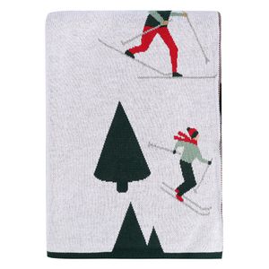 Плед из хлопка с новогодним рисунком Let's Ski из коллекции New Year Essential (130x180 см)