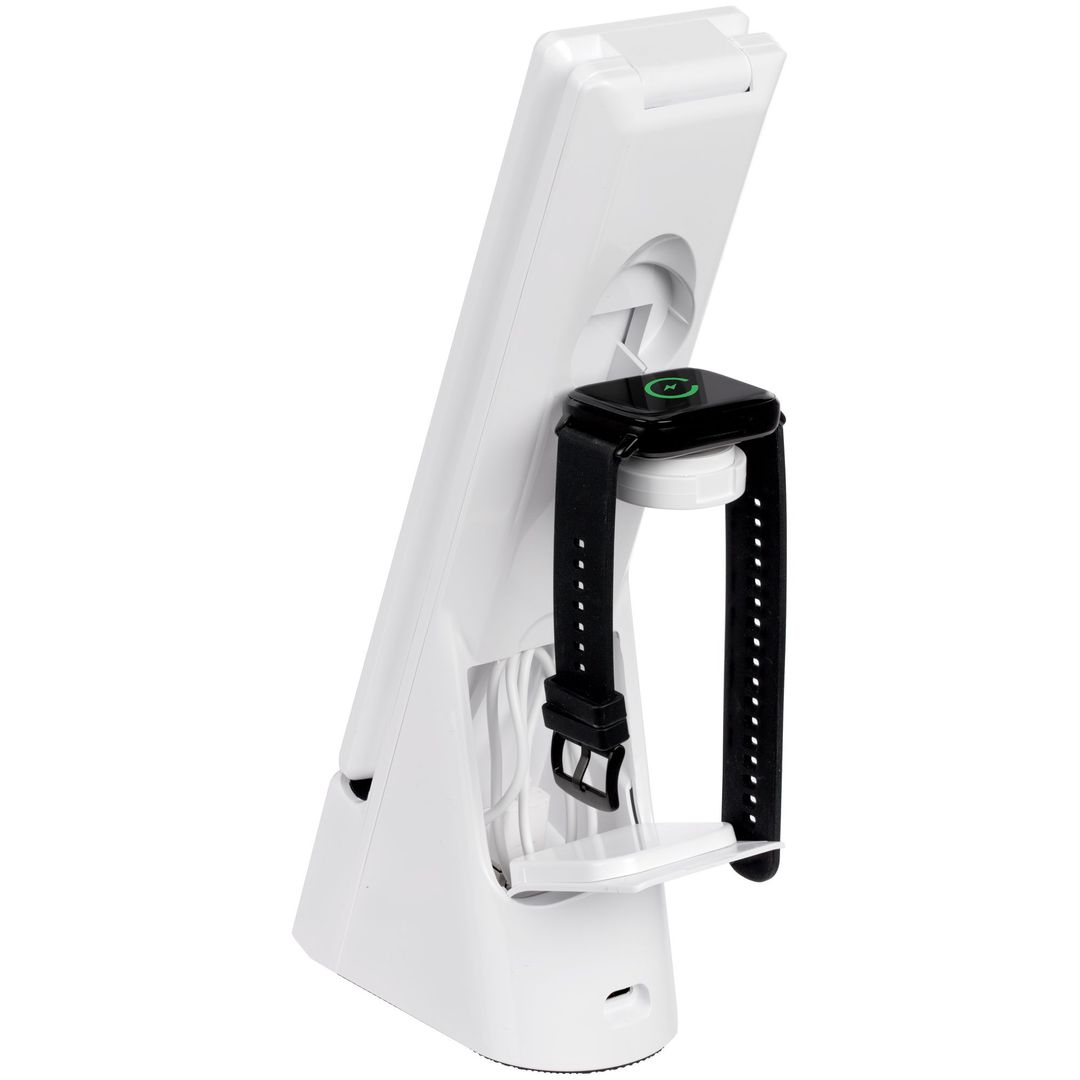 Лампа с будильником для беспроводной зарядки смартфона и часов Powerack