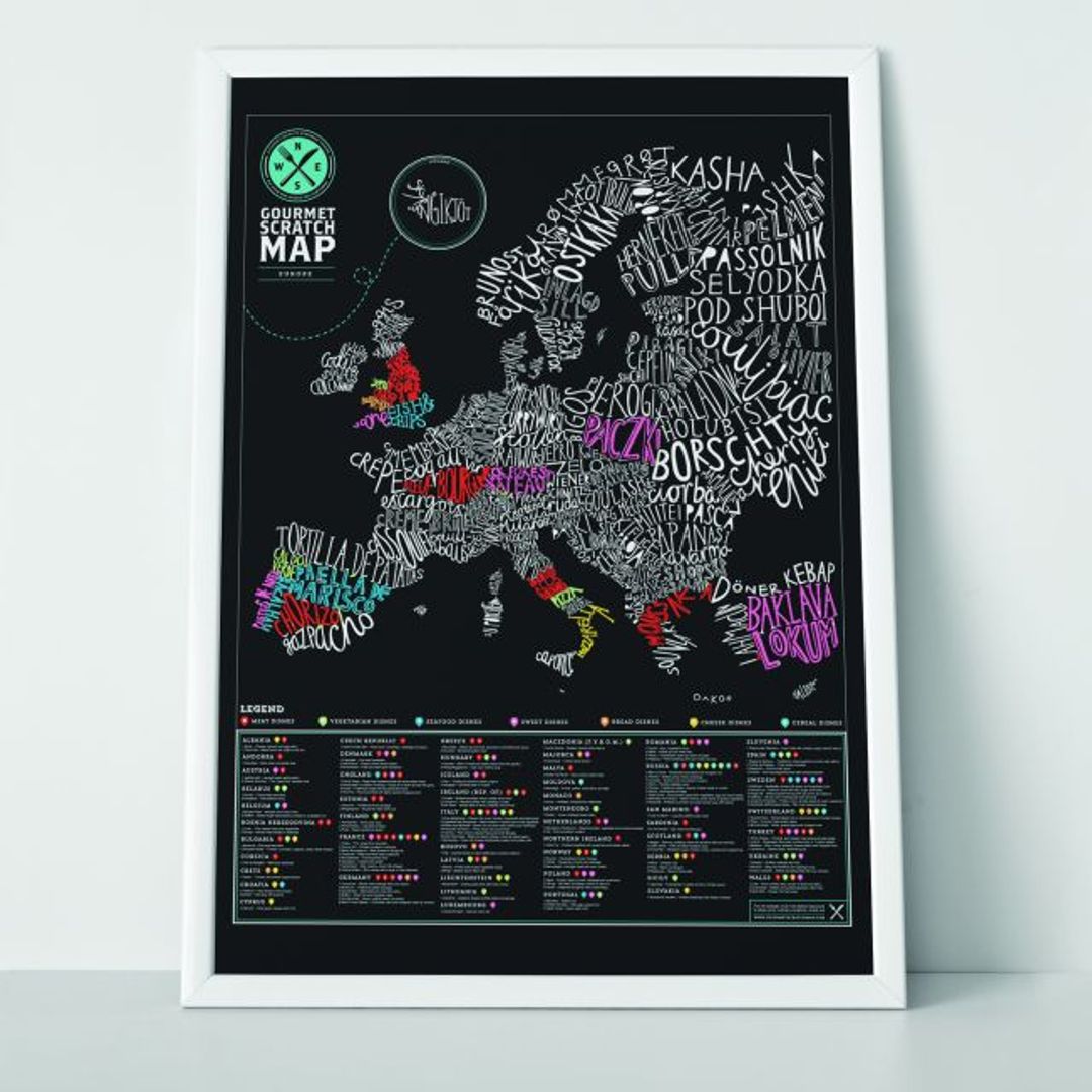 Скретч-карта Европы Гурман Gourmet Scratch Map