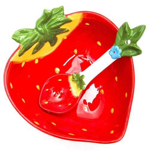 Салатница с ложкой Клубника Салатница с ложкой Клубника