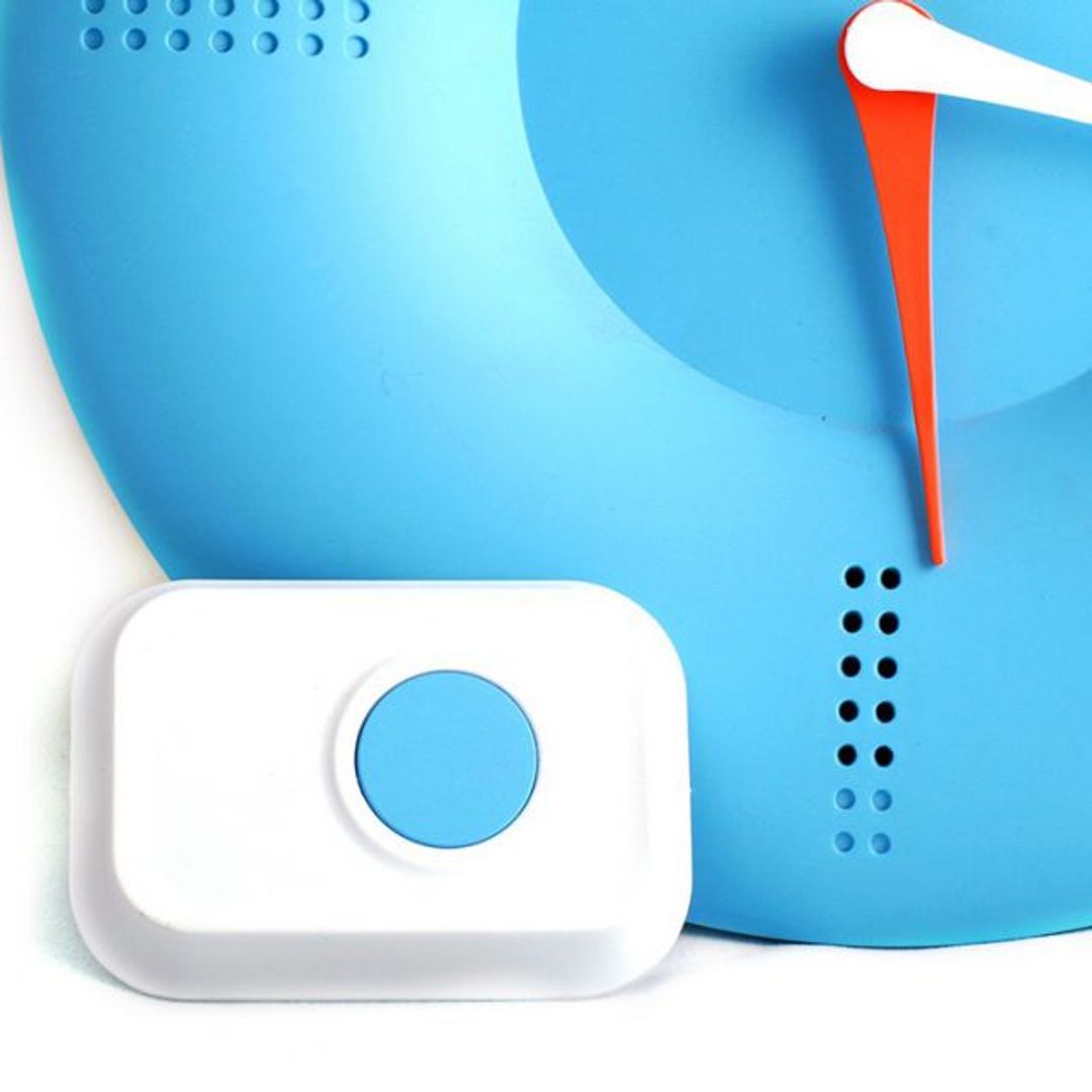 Часы Дверной звонок (Голубой) С кнопкой звонка