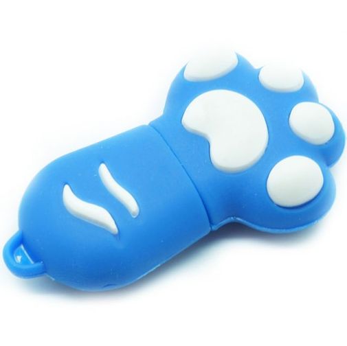 Флешка Кошачья лапа 8Гб голубая с белым Флешка Кошачья лапа 8Гб голубая с белым