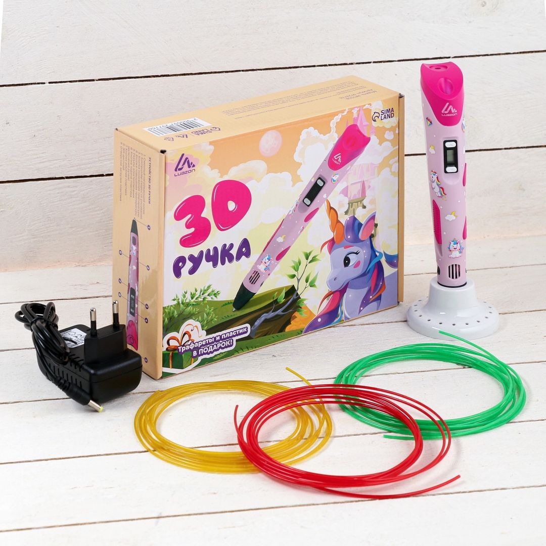 3D ручка пластик в комплекте (Розовая с рисунком) 3D ручка пластик в комплекте (Розовая с рисунком)