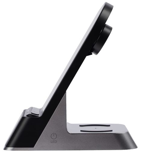 Зарядная станция c часами E-Store для смартфона, часов и наушников (Черная) Зарядная станция c часами E-Store для смартфона, часов и наушников (Черная)