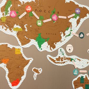 Магнитная Скретч-карта мира True Map Puzzle Gold